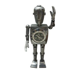 Fossil Stan BIG TIC Robot Man Silver Clock 6” Tall